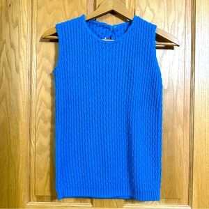 Vintage Elmar sleeveless blue pucker knit sweater with back neck keyhole